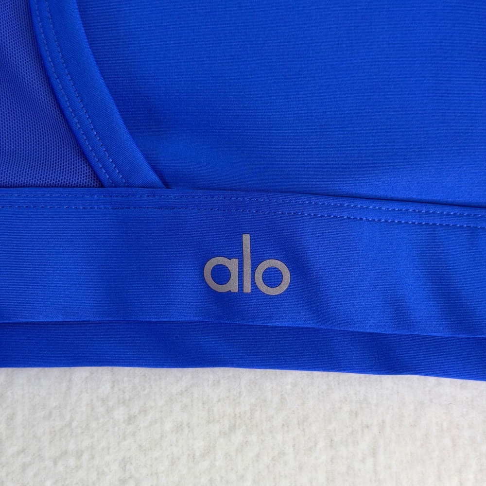 Alo Yoga Airlift Crescent Bra Womens Mesh Cutout Sports Bra Electric Blue Small - Picture 3 of 6